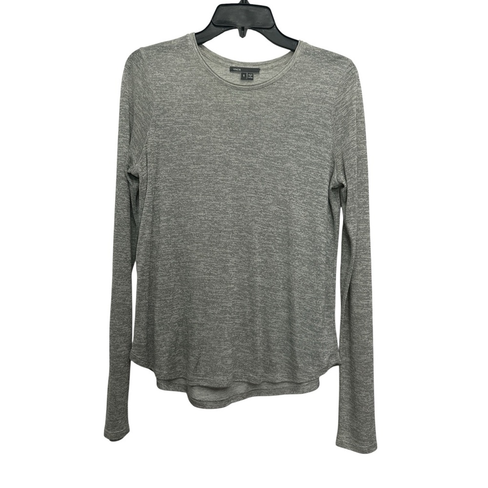 Vince Lightweight Heather Gray Long Sleeve Tee Size Small Rounded Hem